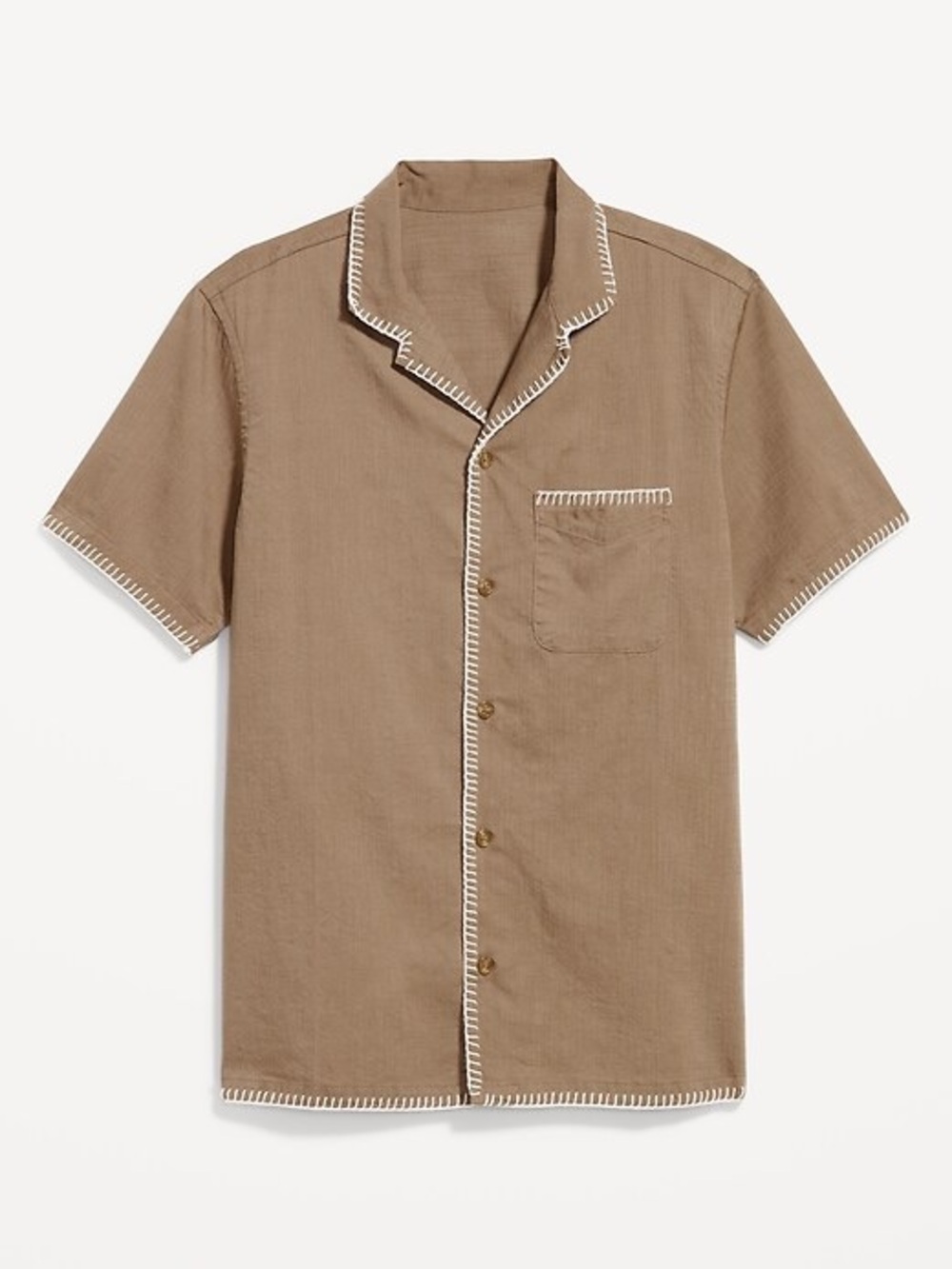 Old Navy Linen Blend Button Front Shirt Tan Beige Khaki XL Long Sleeve Casual